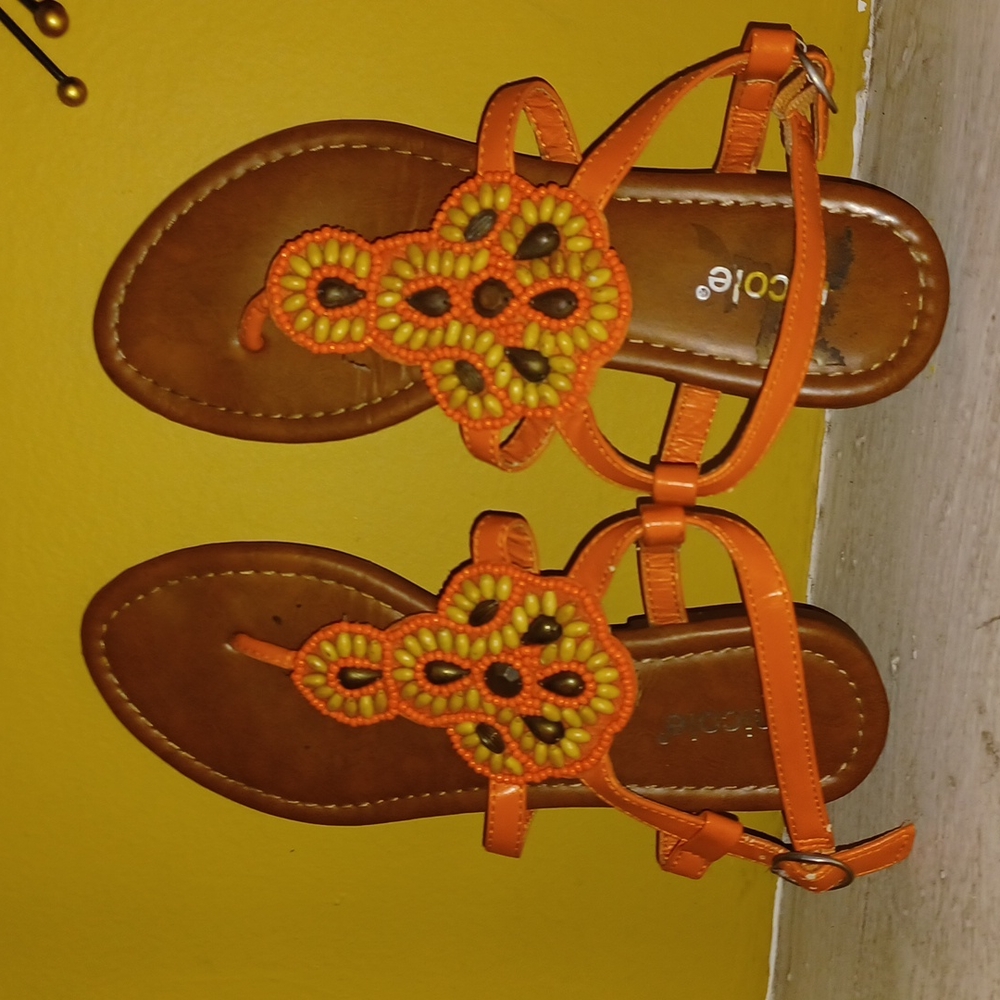 Nicole brown/orange beaded sandals